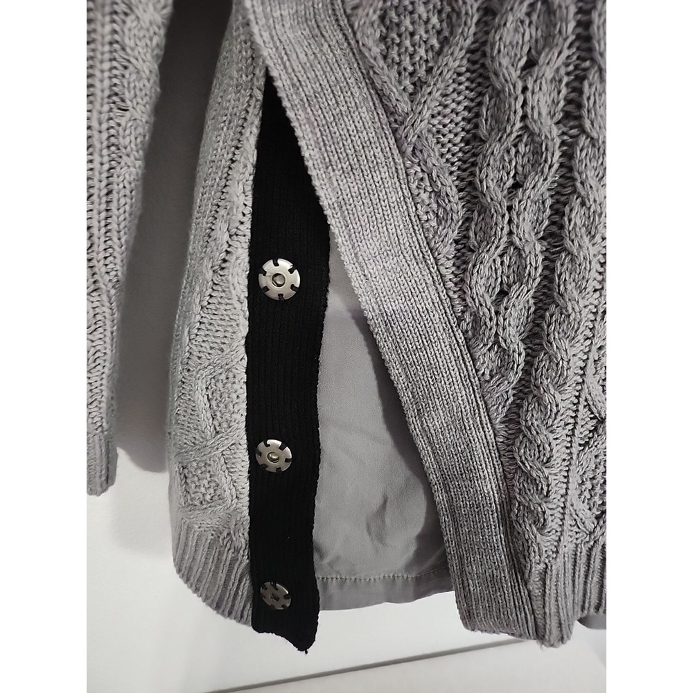 RD Style Gray Cable Knit Sweater Side Snap Button Design Women's Size M - Picture 5 of 10